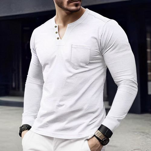 Men's long sleeve shirt with button placket and chest pocket Lune London