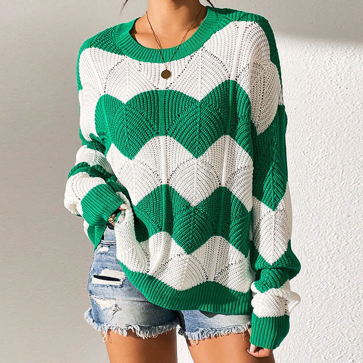 Pull en tricot pour femmes avec motif ondulé et coupe ample Chic & Stil