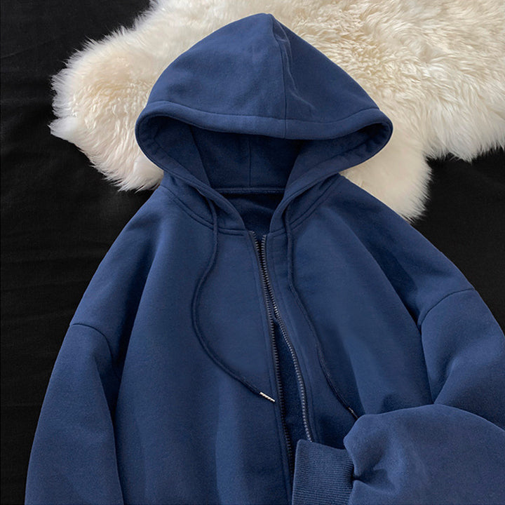 Women's hoodie sweatshirt jacket with ergonomic cut and practical zipper