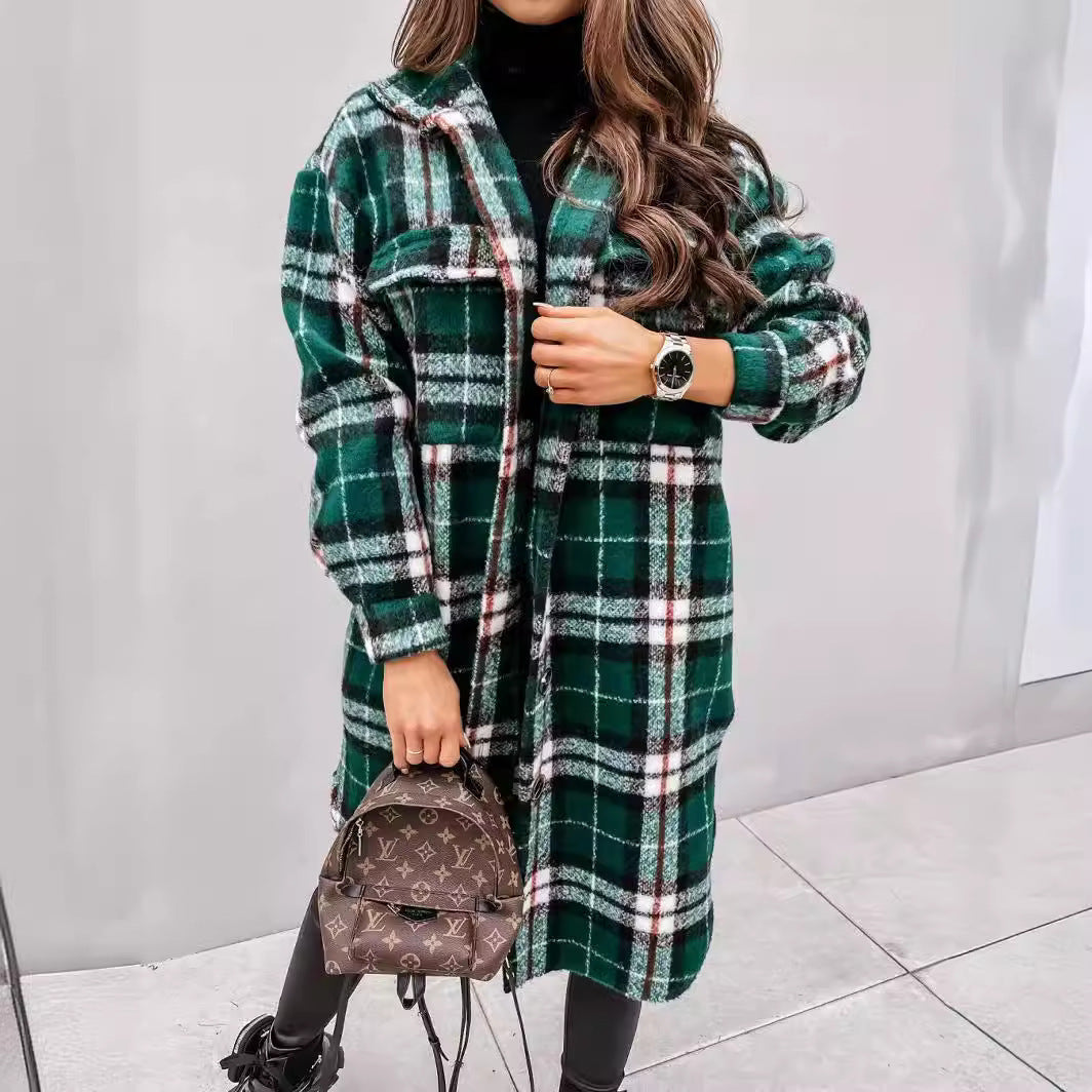 Women Oversized Checkered Shirt-Coat with Practical Pockets Lune London