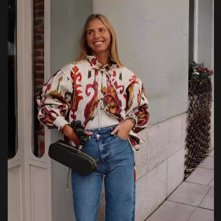 Women fashionable half-sleeve blouse with voluminous sleeves Lune London
