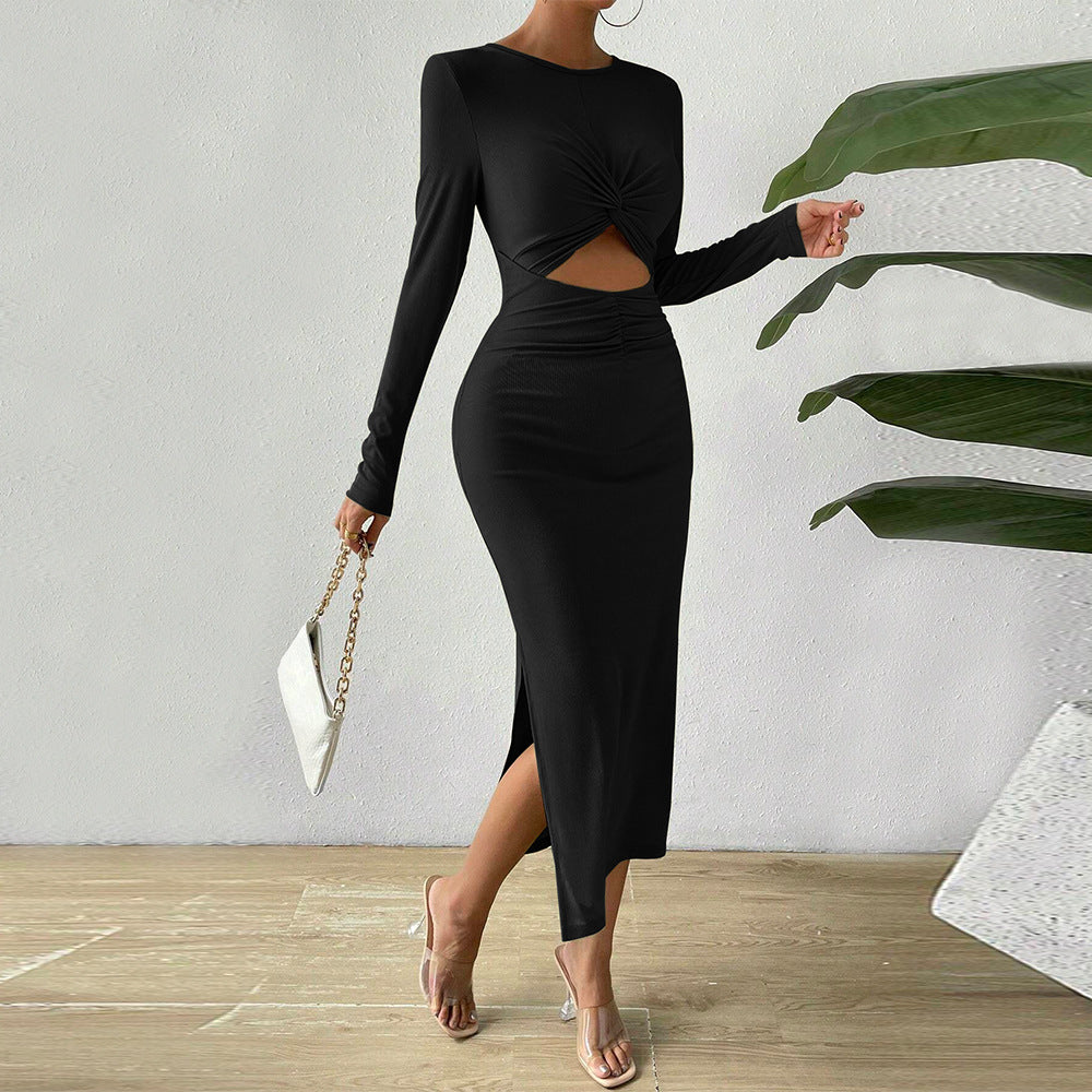 Robe midi pour femme avec des détails de volants complexes et des découpes sexy Chic & Stil