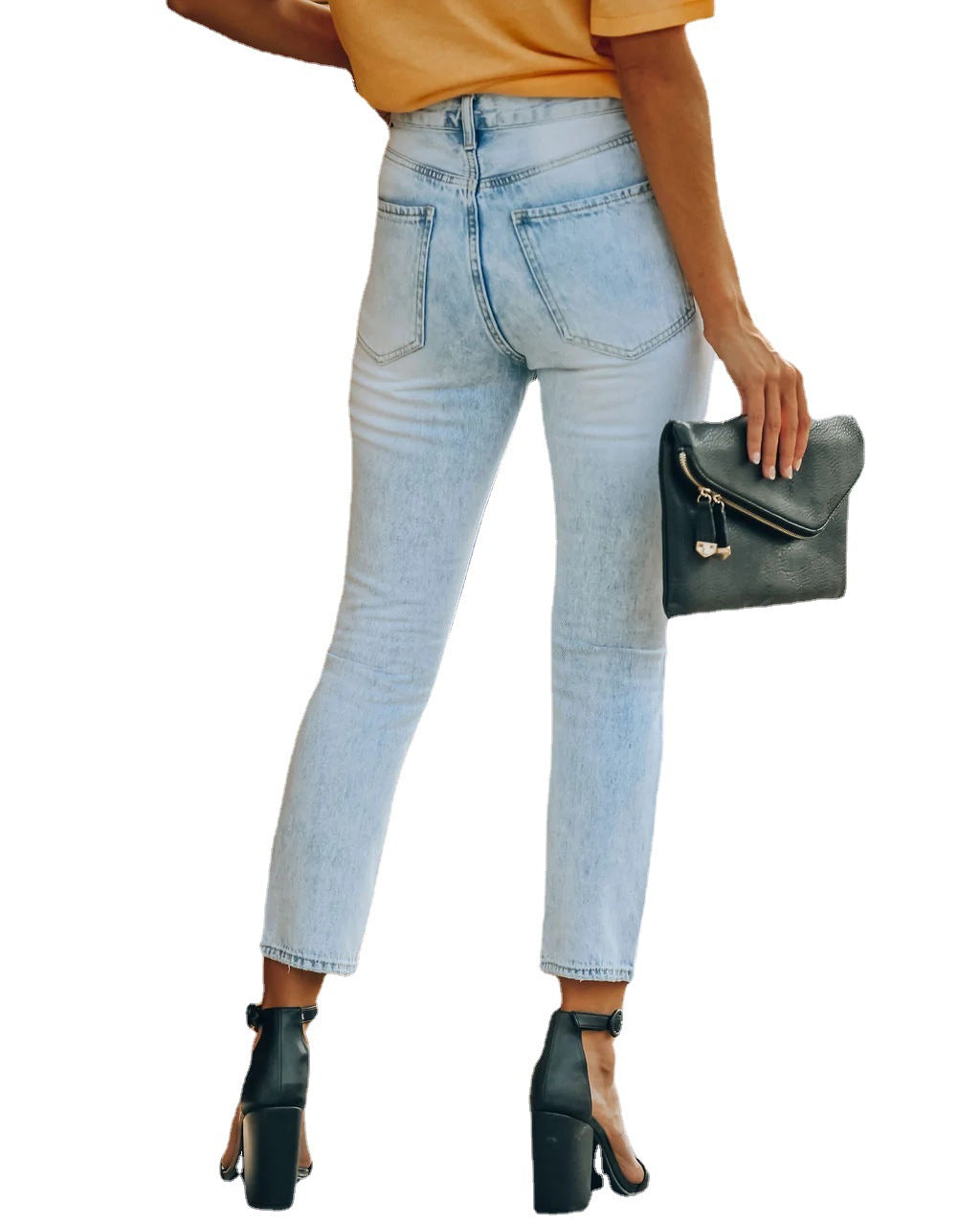 High-waisted jeans for women with ripped details and slim fit Lune London