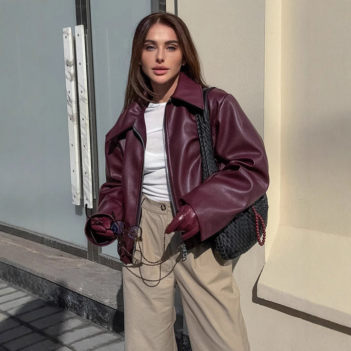 Leather jacket for women with oversized cut Lune London