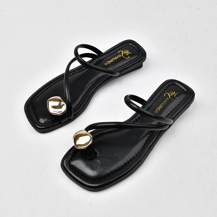 Women Elegant and Fashionable Strappy Sandals with Unique Metal Accent Lune London