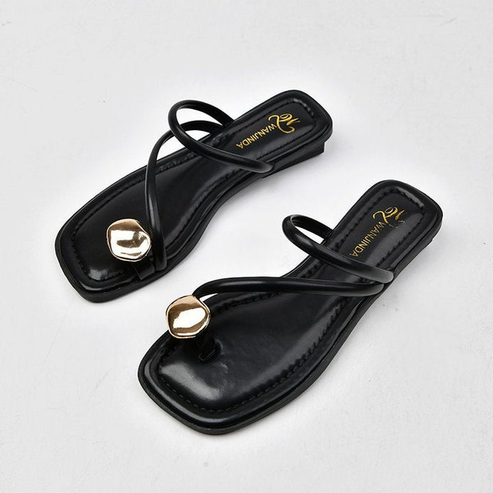 Women Elegant and Fashionable Strappy Sandals with Unique Metal Accent Lune London