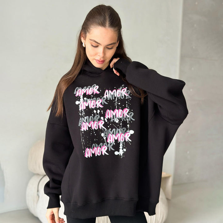 Casual hoodie for women with striking inscription Lune London