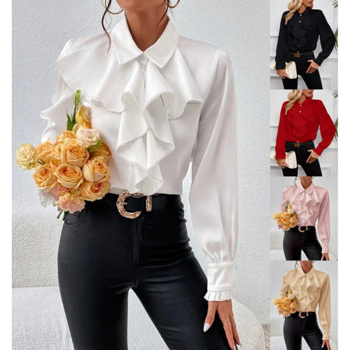 Women's Blouse with Refined Ruffle Details and Elegant Sleeves Lune London