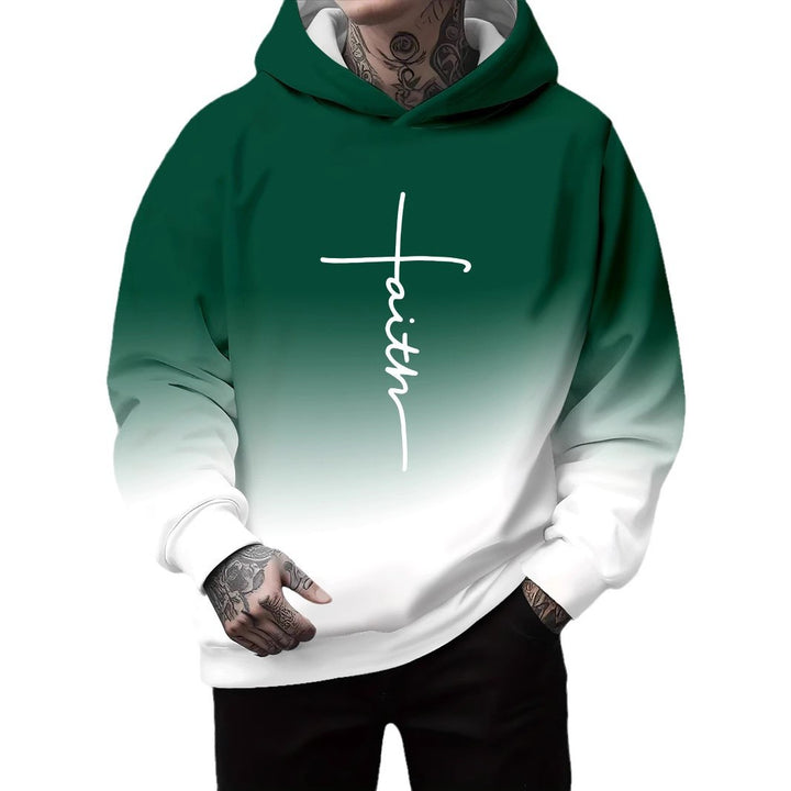 Men's hoodie with a subtle gradient of colors and an inspiring inscription Lune London