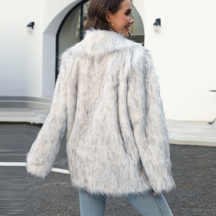 Ladies Luxury Faux Fur Jacket with Soft Collar Lune London