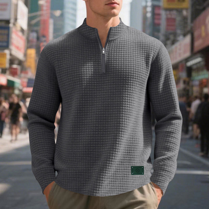 Modular pullover for men with half-zip Lune London