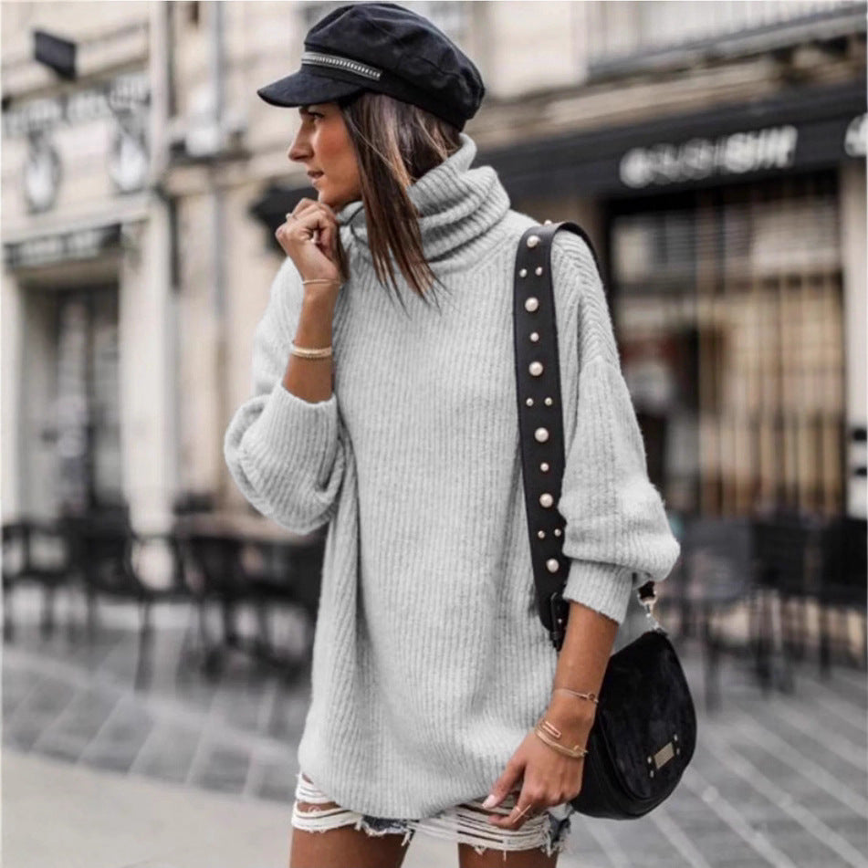 Ladies oversized trendy turtleneck sweater Lune London