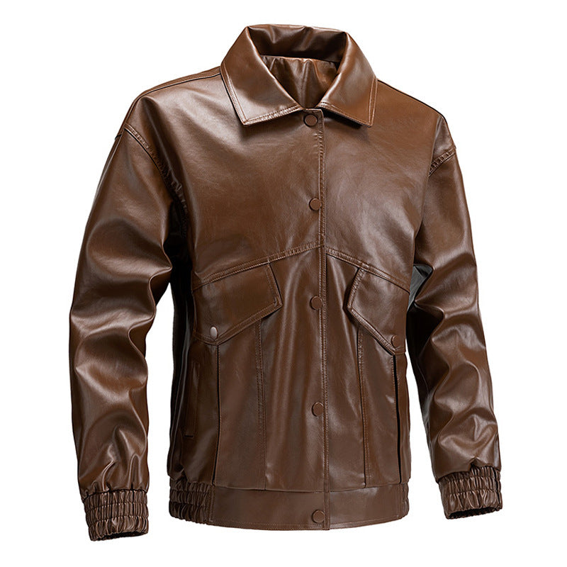 Trendy leather jacket for men with practical pockets and elastic cuffs Lune London