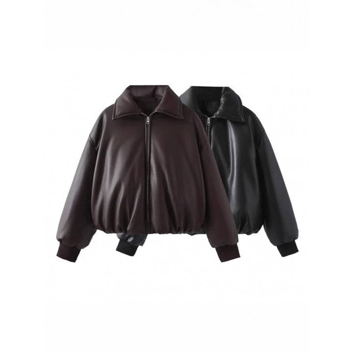 Boxy casual jacket for women in soft faux leather with elastic waistband Lune London