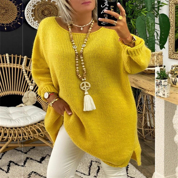 Women's Casual Oversized Long Sleeve Knitted Pullover with Side Slits Lune London