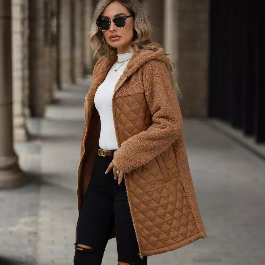 Transitional jacket for women with cozy fleece and hood Lune London