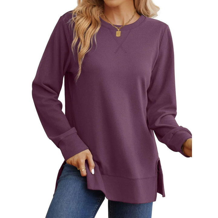Women Comfortable Long Sleeve Sweater with Side Slits Lune London