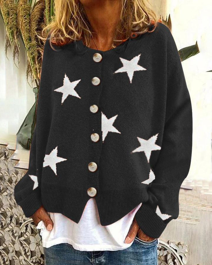 Knitted jacket for women with star pattern Lune London