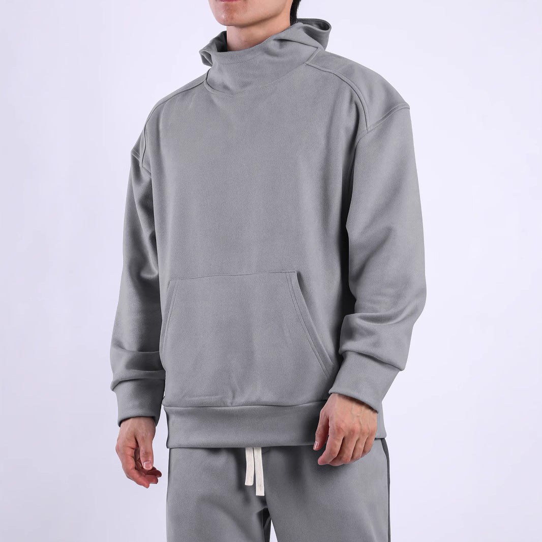 Men's casual hooded sweatshirt with high collar and practical kangaroo pocket Lune London