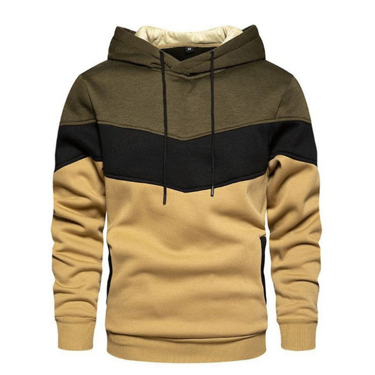 Men's Sports Hoodie with Chic Geometric Color Design