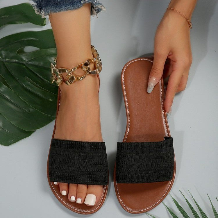 Ladies Elastic Band Slip Sandals Lune London