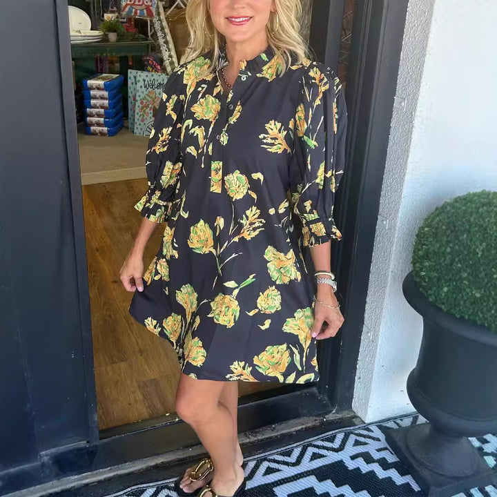 Shirt dress for women with floral accents and ruffle details Lune London