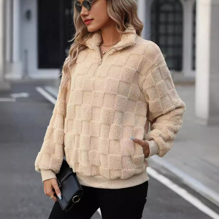 Ladies Oversized Fleece Pullover with zipper and Lune London structure