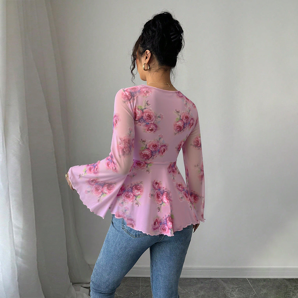 Blouse femme fluide avec design floral et nœud ludique Chic & Stil
