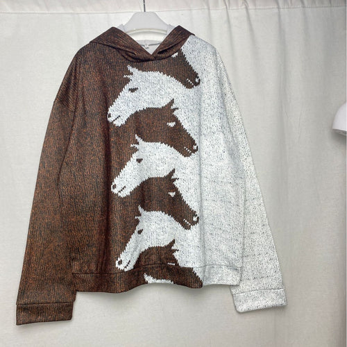 Ladies Comfortable Hoodie with Chic Horse Pattern and Style