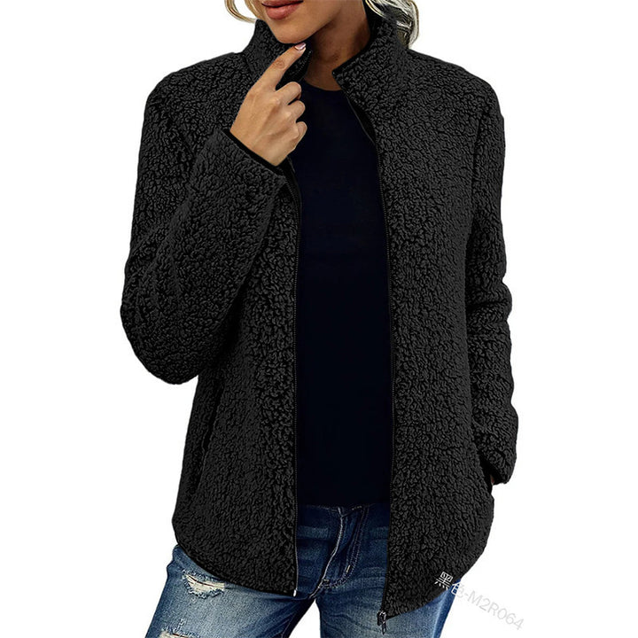 Soft fleece jacket for women with a high collar and side pockets Lune London