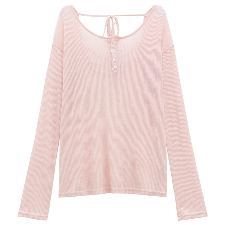 Women's casual long-sleeve shirt with decorative back cutout Chic & Stil
