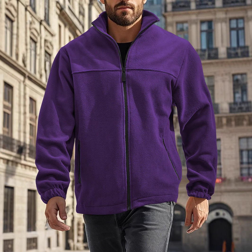 Fleece jacket for men with practical pockets and high collar Lune London