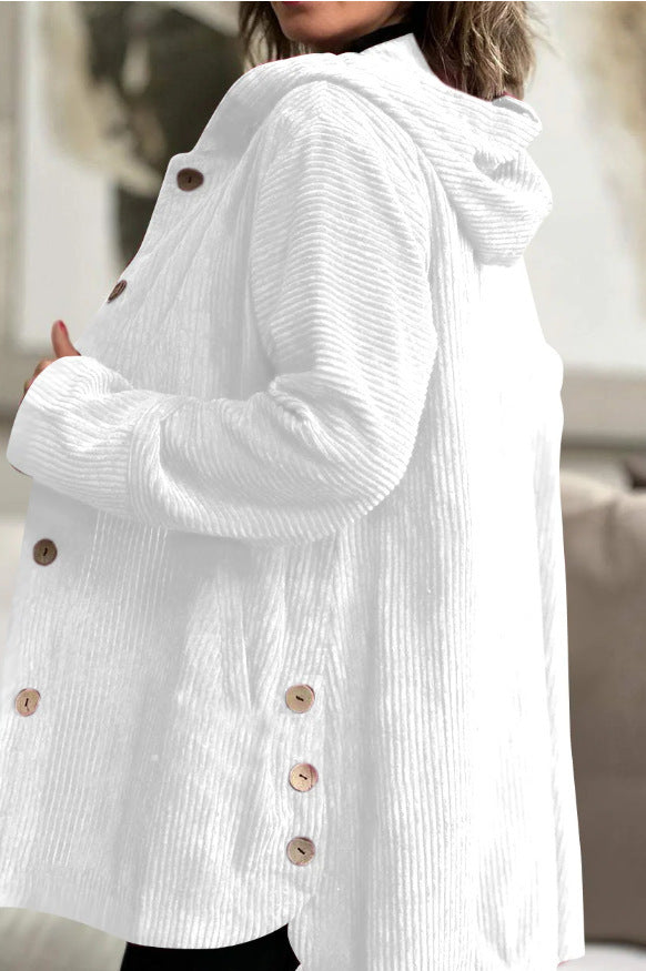 Women’s corduroy hooded jacket with button closure Lune London
