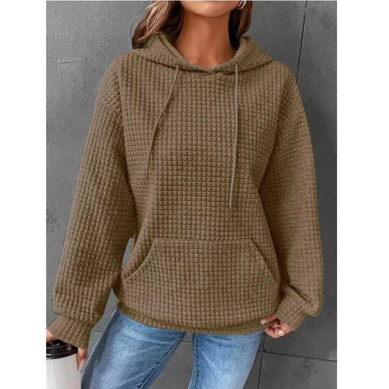 Haut en waffle pour femmes avec poche kangourou et coupe décontractée Chic & Stil