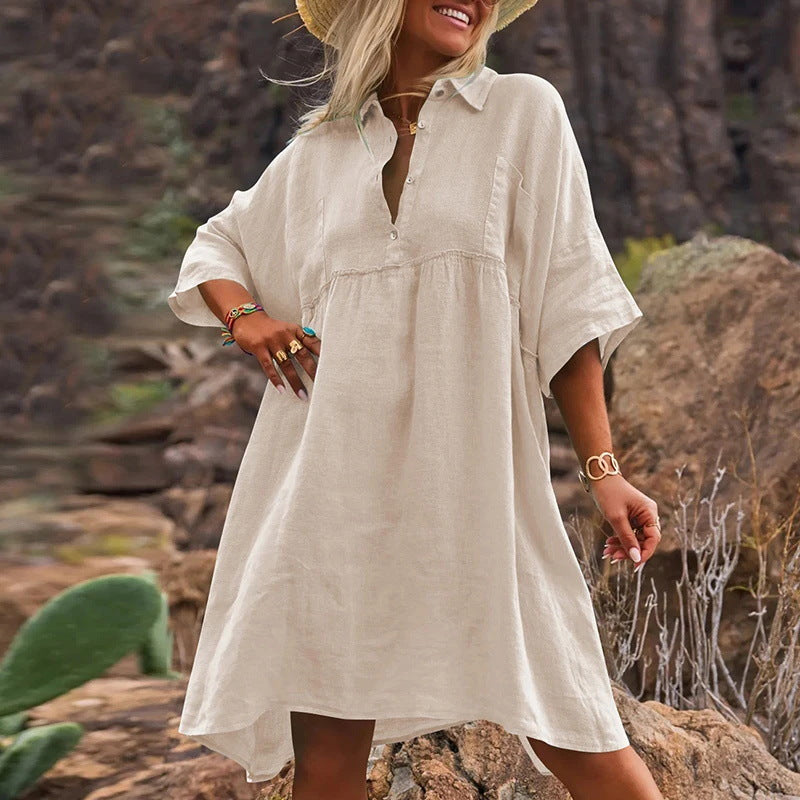 Ladies Casual Cut Versatile Linen Dress Lune London