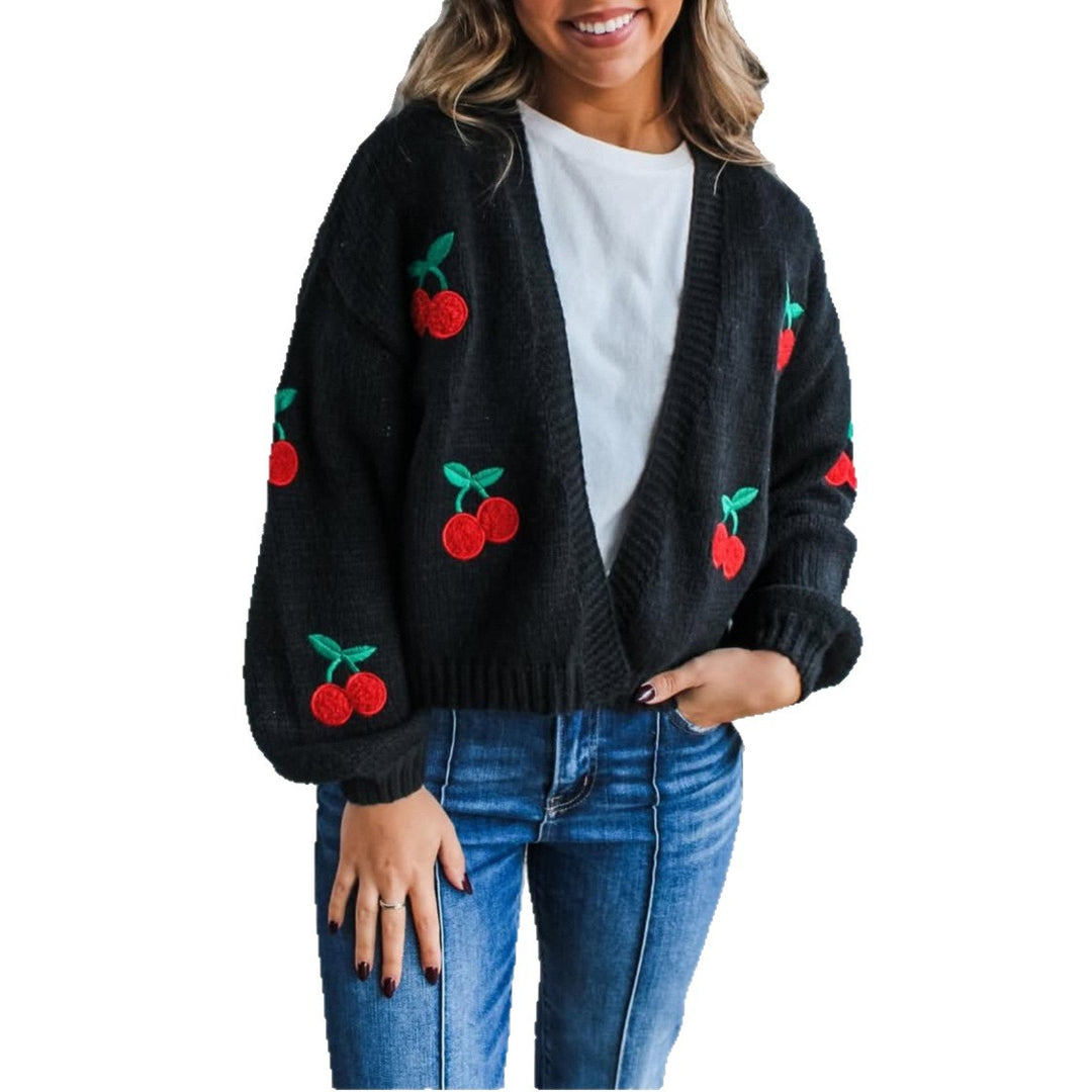 Ladies' vest with cherry embroidery Lune London