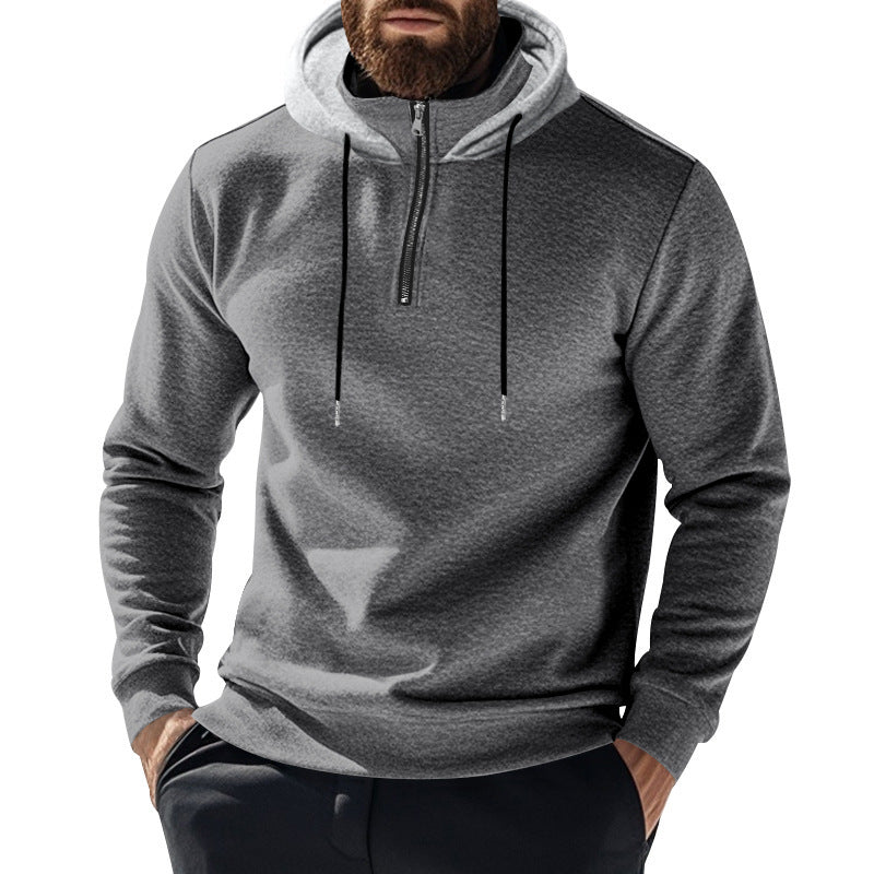 Men's sporty hoodie with half-zip and modern hood construction Lune London