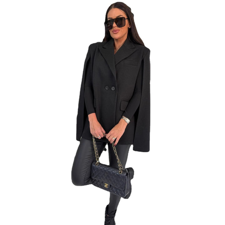 Ladies Elegant Wool Gilet with Hood and Double Breasted Lune London