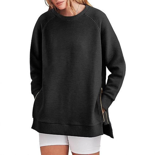 Women's trendy sweatshirt with side zips Lune London