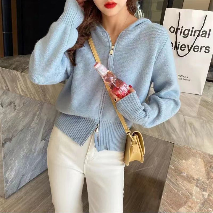 Cardigan pour femmes avec capuche moderne et fermeture éclair Chic & Stil