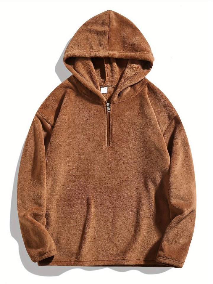 Men's cozy fleece hoodie with practical zip opening Lune London