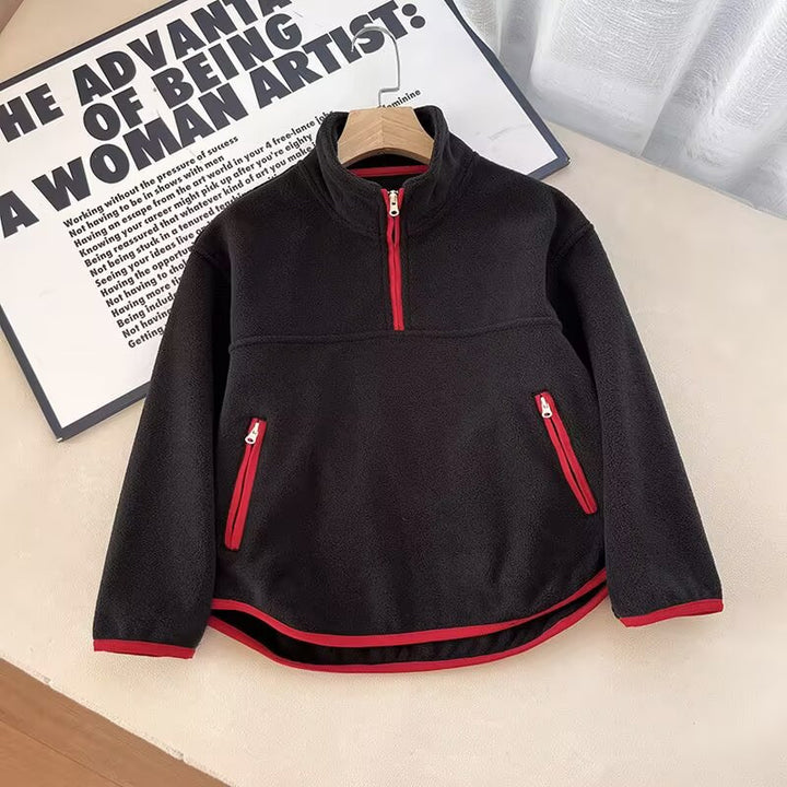 Pull en polaire pour femmes avec col montant et poches zippées pratiques Chic & Stil