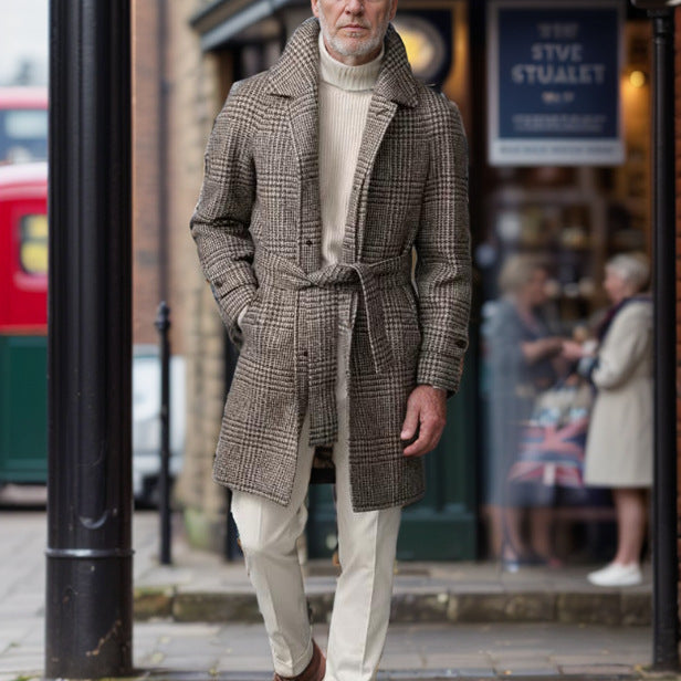 Elegant and warm coat for men with belt Lune London