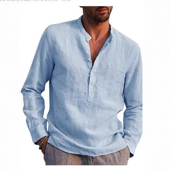 Classic Henley collar shirt for men with chest pocket Lune London