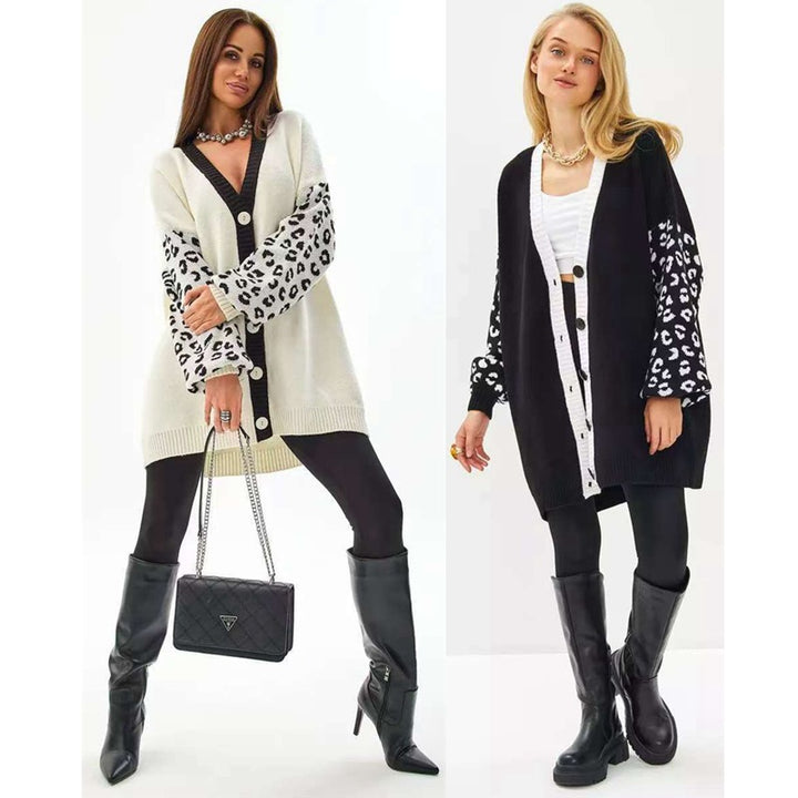 Cardigan tricoté à la mode pour femmes avec manches en suède Chic & Stil