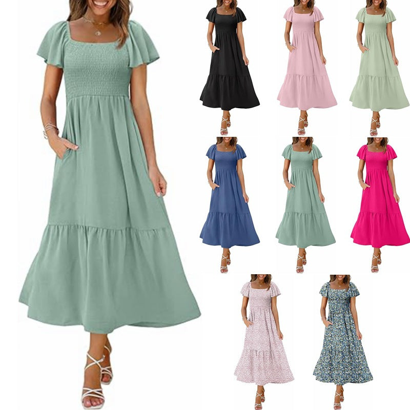 Maxi dress for women with thin straps and voluminous ruffles Lune London