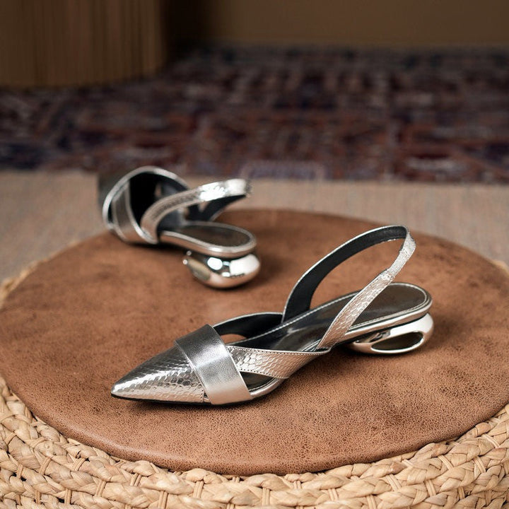 Women Elegant Slingback Heels with Chic Metallic Accents Lune London