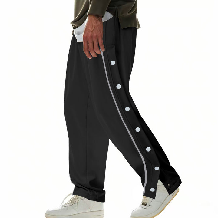 Sporty men's jogger pants with practical snap buttons and elastic waistband Lune London