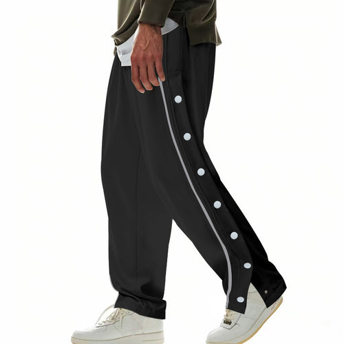 Sporty men's jogger pants with practical snap buttons and elastic waistband Lune London