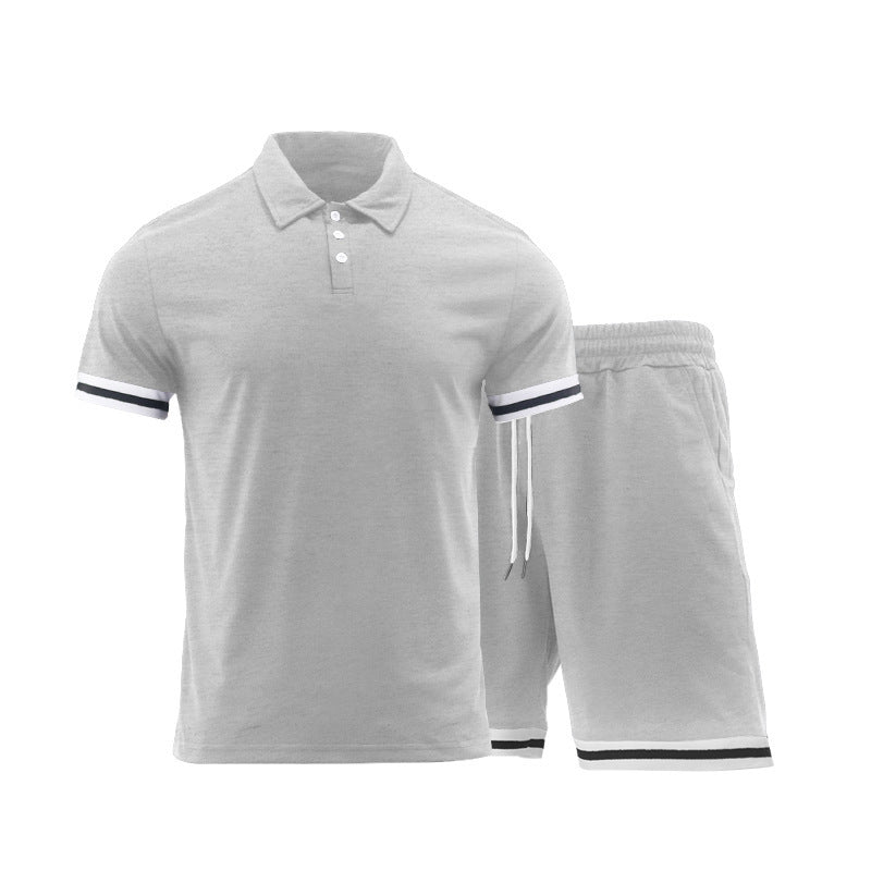 Men's Short Sleeve Sports Set with High-Quality Contrast Stripes and an Elastic Waist Lune London